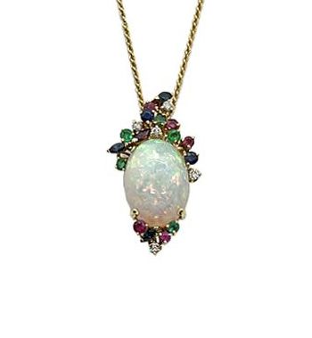 Vintage Opal and Multi Gemstone Pendant