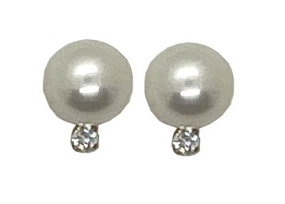 Vintage Pearl and Diamond Stud Earrings