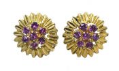 Vintage Pink Sapphire Floral Earrings