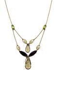 Vintage Pink Tourmaline Prasiolite and Peridot Necklace
