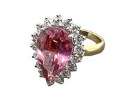 Vintage Pink Tourmaline and Diamond Ring