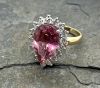 Vintage 7.24ct Pink Tourmaline and Diamond Ring in 14kt Yellow Gold