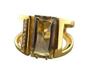 Vintage Prasiolite and Diamond Ring