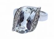 Vintage Prasiolite and Diamond Ring