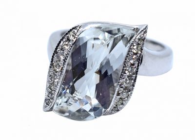 Vintage Prasiolite and Diamond Ring