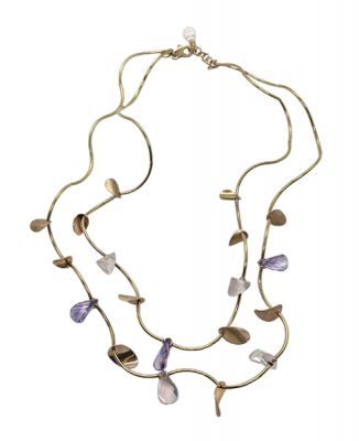 Vintage Rose Quartz Amethyst Foliage Necklace