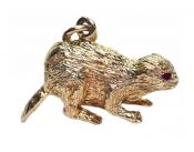 Vintage Ruby Beaver Charm Pendant