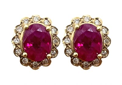 Vintage Ruby and Diamond Earrings