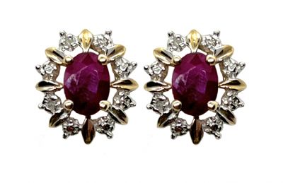 Vintage Ruby and Diamond Earrings