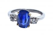 Vintage 2.96ct Sapphire and Diamond Engagement Ring in 18kt White Gold