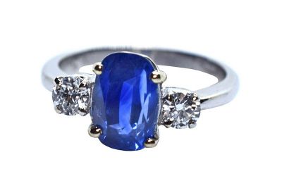 Vintage 2.96ct Sapphire and Diamond Engagement Ring in 18kt White Gold