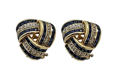 Vintage Sapphire and Diamond ' Knot ' Earrings