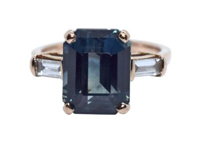 Modern Sapphire and Diamond Ring