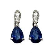 Vintage Sapphire and Diamond Stud Earrings