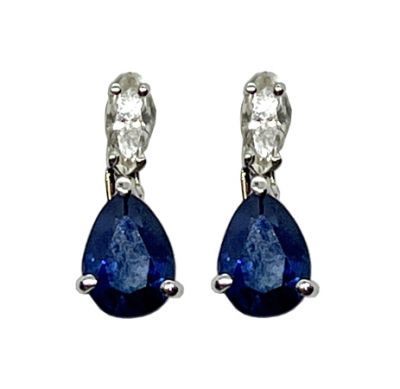 Vintage Sapphire and Diamond Stud Earrings