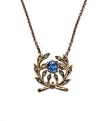 Vintage Sapphire and Diamond Wreath Motif Necklace
