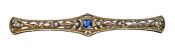 Vintage Sapphire and Pearl Open Work Bar Brooch