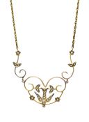 Vintage Seed Pearl and Floral Motif Necklace