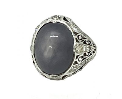 Vintage Star Sapphire and Diamond Ring