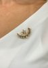 Vintage Star and Crescent Moonstone Brooch