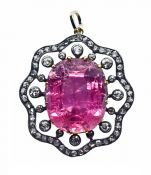 Vintage Tourmaline and Diamond Pendant