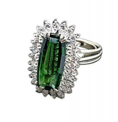 Vintage Tourmaline and Diamond Ring