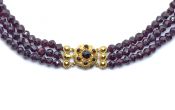 Vintage Triple Strand Garnet Bead Necklace