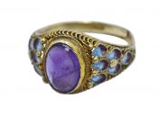 Vintage Vermeil Amethyst Enamel Ring