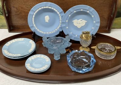 Vintage Wedgwood and Coloured Crystal Ashtrays