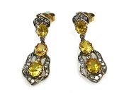 Vintage Yellow Sapphire and Diamond Drop Earrings