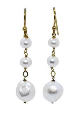 Modern Freshwater Pearl Drop Earrings