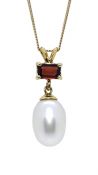 Vintage Baroque Pearl and Garnet Pendant