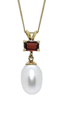 Vintage Baroque Pearl and Garnet Pendant