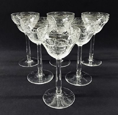 Acid Etched Crystal Wine Glasses