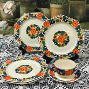 Adam’s Titian Ware Hand Painted Earthenware Octagonal Plates