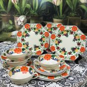 Adam’s Titian Ware Maytime Pattern Hand Painted Earthenware Octagonal Plates