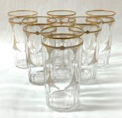 Antique Acid Etched And Gilded Water Tumblers, Austrian circa 1910