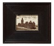 Antique Brown Transfer Ware Earthenware Tile Of The Parliament Buildings In Ottawa