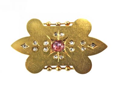 Edwardian Ruby and Diamond Floral Memorial Brooch