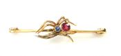Antique Spinel and Sapphire Spider Bar Brooch