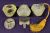 Art Deco Cut and Frosted Yellow Glass Vanity Set