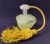 Art Deco Cut and Frosted Yellow Glass Vanity Set