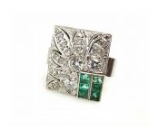 Art Deco Emerald and Diamond Ring