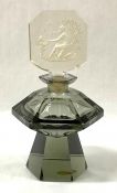 Art Deco Hoffmann Cut and Etched Glass Perfume Bottle