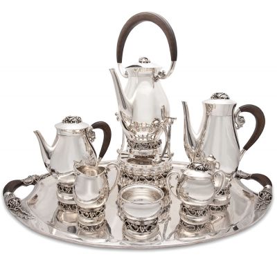 Art Moderne Mexican Sterling Silver Tea and Coffee Set