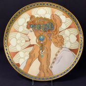 Art Nouveau Hand Painted Limoges Tray By Alphonse Mucha