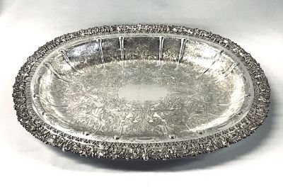 Barker Ellis Silver Plate Oval Centrepiece Bowl