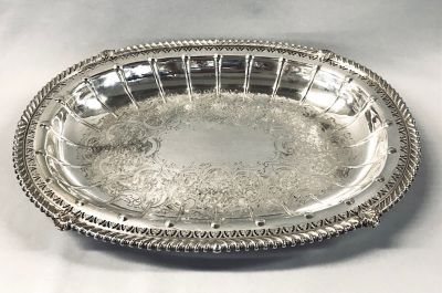 Barker Ellis Silver Plate Oval Shallow Bowl, circa 1930