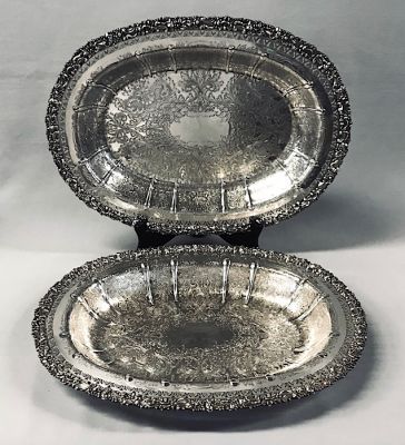 Barker Ellis Silver Plate Oval Shallow Bowls
