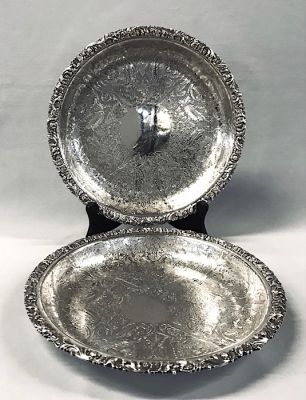 Pair Of Barker Ellis Silver Plate Shallow Bowls